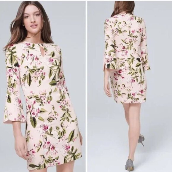 NWOT! White House Black Market Floral Petal Sleeve Shift Dress - Multiple💛 - Picture 1 of 6